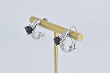 Load image into Gallery viewer, 14K Natural Sapphire Natural Diamond French Clip Earring White Gold