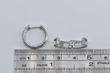 Load image into Gallery viewer, 14K Diamond Encrusted Inside Outside 15.8mm Hoop Earrings White Gold