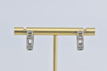 Load image into Gallery viewer, 14K Diamond Encrusted Inside Outside 15.8mm Hoop Earrings White Gold