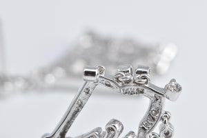 14K Natural Diamond Ornate Fringe Dangle Earrings White Gold