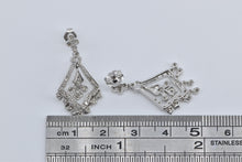 Load image into Gallery viewer, 14K Natural Diamond Ornate Fringe Dangle Earrings White Gold