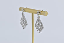 Load image into Gallery viewer, 14K Natural Diamond Ornate Fringe Dangle Earrings White Gold