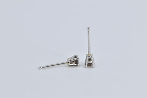 14K Smoky Quartz Solitaire Classic Simple Stud Earrings White Gold
