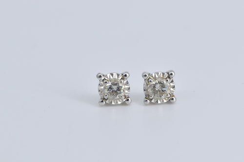 10K 0.40 Ctw Diamond Solitaire Classic Stud Earrings White Gold