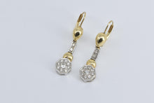 Load image into Gallery viewer, 14K Two Tone Diamond Art Deco Dangle Halo Earrings Yellow Gold