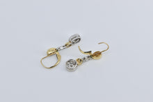 Load image into Gallery viewer, 14K Two Tone Diamond Art Deco Dangle Halo Earrings Yellow Gold