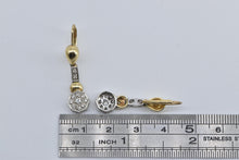 Load image into Gallery viewer, 14K Two Tone Diamond Art Deco Dangle Halo Earrings Yellow Gold