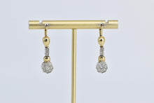 Load image into Gallery viewer, 14K Two Tone Diamond Art Deco Dangle Halo Earrings Yellow Gold