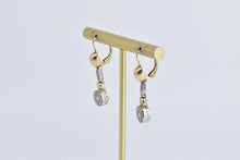 Load image into Gallery viewer, 14K Two Tone Diamond Art Deco Dangle Halo Earrings Yellow Gold
