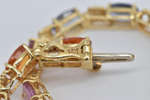 Load image into Gallery viewer, 14K Rainbow Sapphire Diamond Gradient Tennis Bracelet 7.25&quot; Yellow Gold