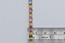 Load image into Gallery viewer, 14K Rainbow Sapphire Diamond Gradient Tennis Bracelet 7.25&quot; Yellow Gold