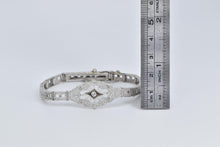 Load image into Gallery viewer, 10K Natural Diamond Art Deco Filigree Fashion Bracelet 6.75&quot; White Gold