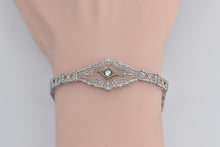 Load image into Gallery viewer, 10K Natural Diamond Art Deco Filigree Fashion Bracelet 6.75&quot; White Gold