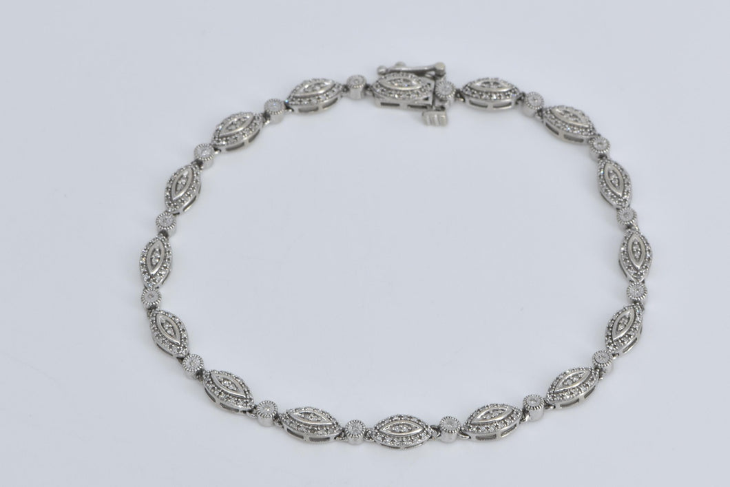 10K Marquise Natural Diamond Halo Tennis Bracelet 7.5