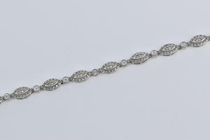 10K Marquise Natural Diamond Halo Tennis Bracelet 7.5" White Gold