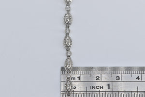 10K Marquise Natural Diamond Halo Tennis Bracelet 7.5" White Gold