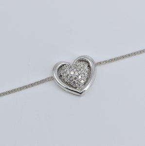 14K 0.50 Ctw Natural Diamond Heart Chain Necklace 17.25" White Gold