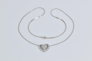 14K 0.50 Ctw Natural Diamond Heart Chain Necklace 17.25" White Gold