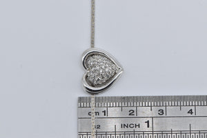 14K 0.50 Ctw Natural Diamond Heart Chain Necklace 17.25" White Gold