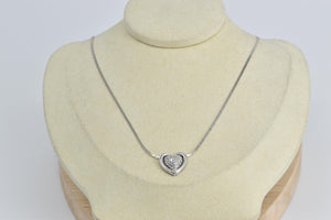 14K 0.50 Ctw Natural Diamond Heart Chain Necklace 17.25" White Gold