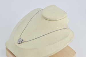 14K 0.50 Ctw Natural Diamond Heart Chain Necklace 17.25" White Gold