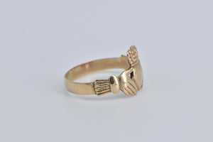 9K Traditional Claddagh Celtic Promise Wedding Ring Yellow Gold