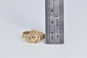 9K Traditional Claddagh Celtic Promise Wedding Ring Yellow Gold