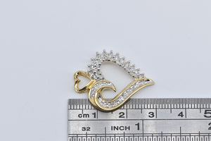 10K Vintage Natural Diamond Heart Love Symbol Pendant Yellow Gold