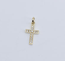 Load image into Gallery viewer, 10K Cross Christian Faith Symbol Cubic Zirconia Charm/Pendant Yellow Gold