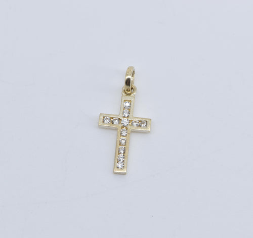 10K Cross Christian Faith Symbol Cubic Zirconia Charm/Pendant Yellow Gold