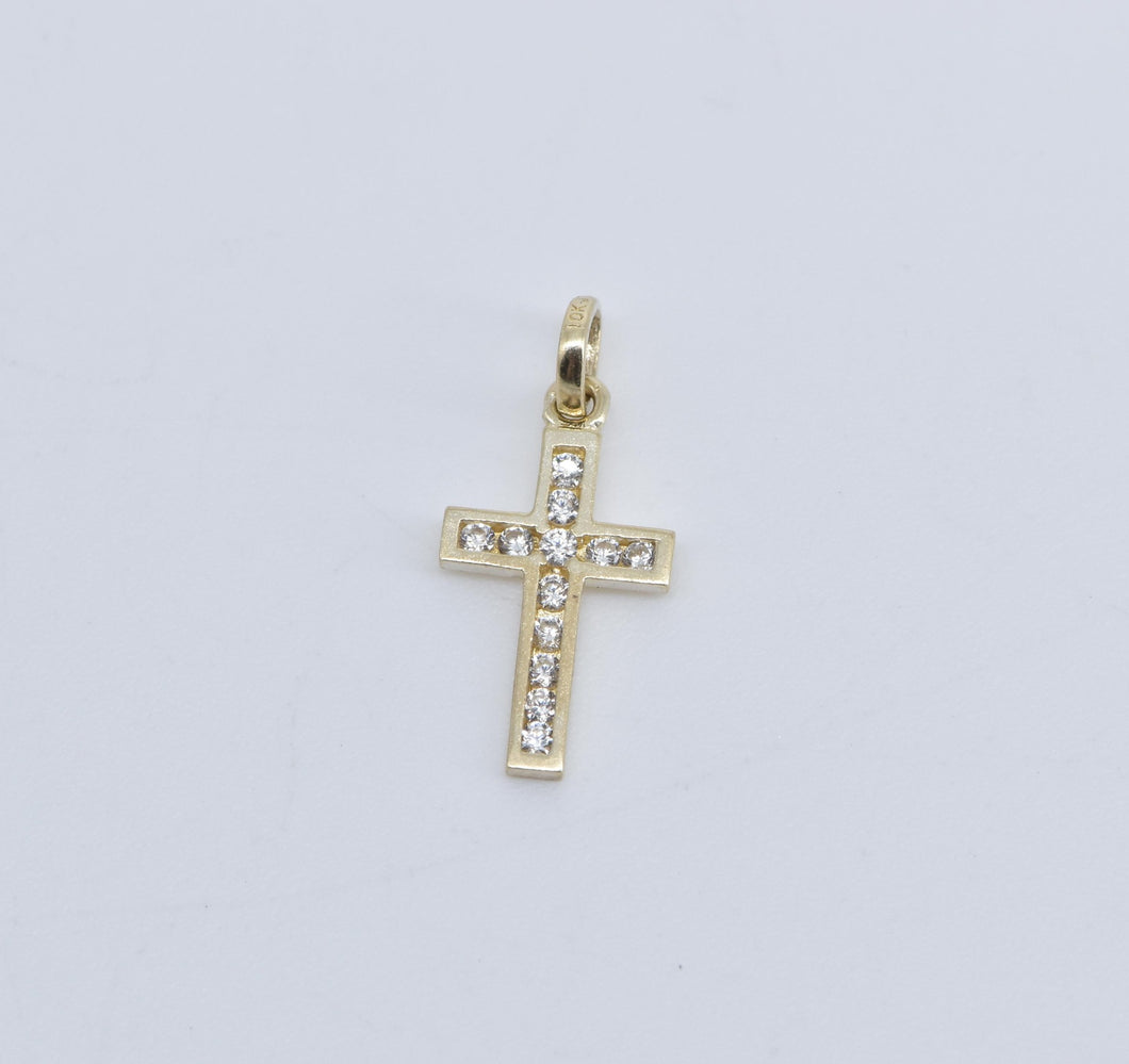 10K Cross Christian Faith Symbol Cubic Zirconia Charm/Pendant Yellow Gold