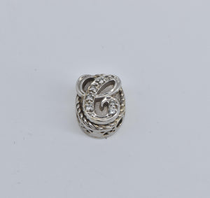 14K C Cursive Diamond Letter Slide Bracelet Charm/Pendant White Gold