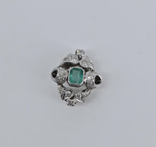 Load image into Gallery viewer, Platinum Natural Emerald Ornate Diamond Statement Pendant
