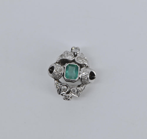 Platinum Natural Emerald Ornate Diamond Statement Pendant
