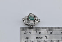 Load image into Gallery viewer, Platinum Natural Emerald Ornate Diamond Statement Pendant
