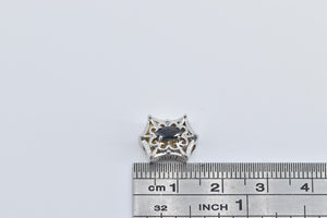 14K Sapphire Filigree Scalloped Slide Bracelet Charm/Pendant White Gold
