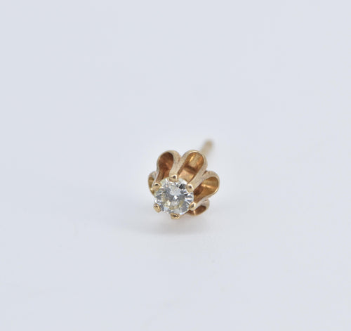14K Single Diamond Solitaire Classic Stud Earring Yellow Gold