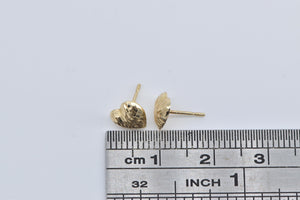 14K Diamond Cut Heart Love Symbol Stud Earrings Yellow Gold