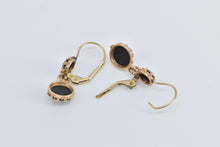 Load image into Gallery viewer, 14K Ornate Hematite Round Dangle Statement Earrings Yellow Gold