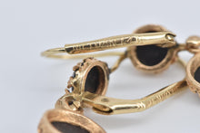Load image into Gallery viewer, 14K Ornate Hematite Round Dangle Statement Earrings Yellow Gold