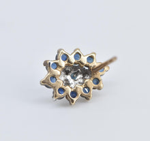 Load image into Gallery viewer, 14K Pear Tear Drop Diamond Sapphire Single Stud Earring Yellow Gold