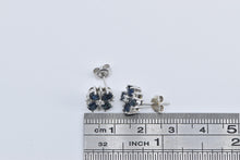 Load image into Gallery viewer, 14K Sapphire Natural Diamond Flower Cluster Stud Earrings White Gold