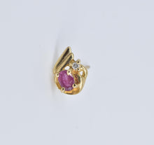Load image into Gallery viewer, 14K Ruby Diamond Accent Curved Single Stud Earring Yellow Gold
