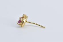 Load image into Gallery viewer, 14K Ruby Diamond Accent Curved Single Stud Earring Yellow Gold