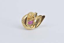 Load image into Gallery viewer, 14K Ruby Diamond Accent Curved Single Stud Earring Yellow Gold