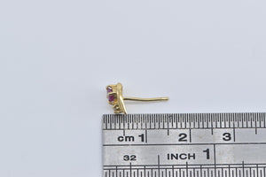 14K Ruby Diamond Accent Curved Single Stud Earring Yellow Gold