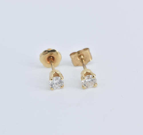 14K 0.25 Ctw Diamond Solitaire Classic Stud Earrings Yellow Gold