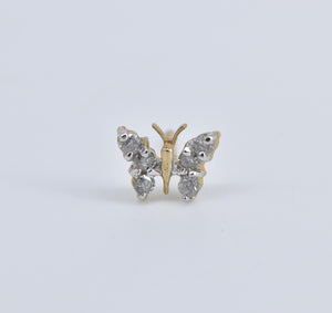 14K Diamond Butterfly Change Symbol Single Stud Earring Yellow Gold