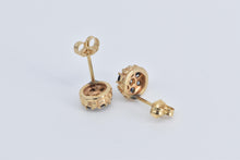 Load image into Gallery viewer, 14K Diamond Sapphire Halo Flower Stud Vintage Earrings Yellow Gold