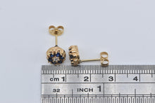 Load image into Gallery viewer, 14K Diamond Sapphire Halo Flower Stud Vintage Earrings Yellow Gold